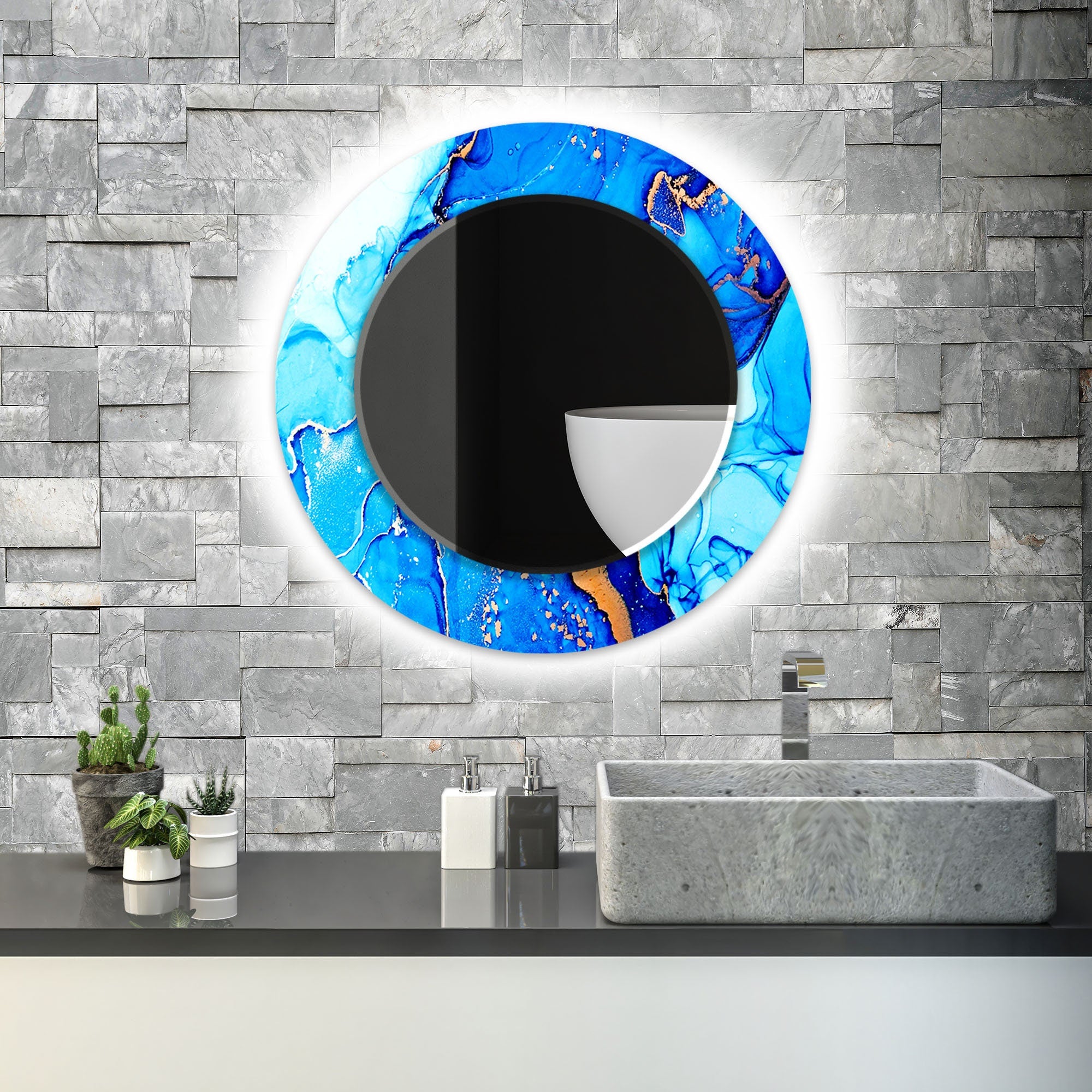 Stained Tempered Glass Wall Mirror