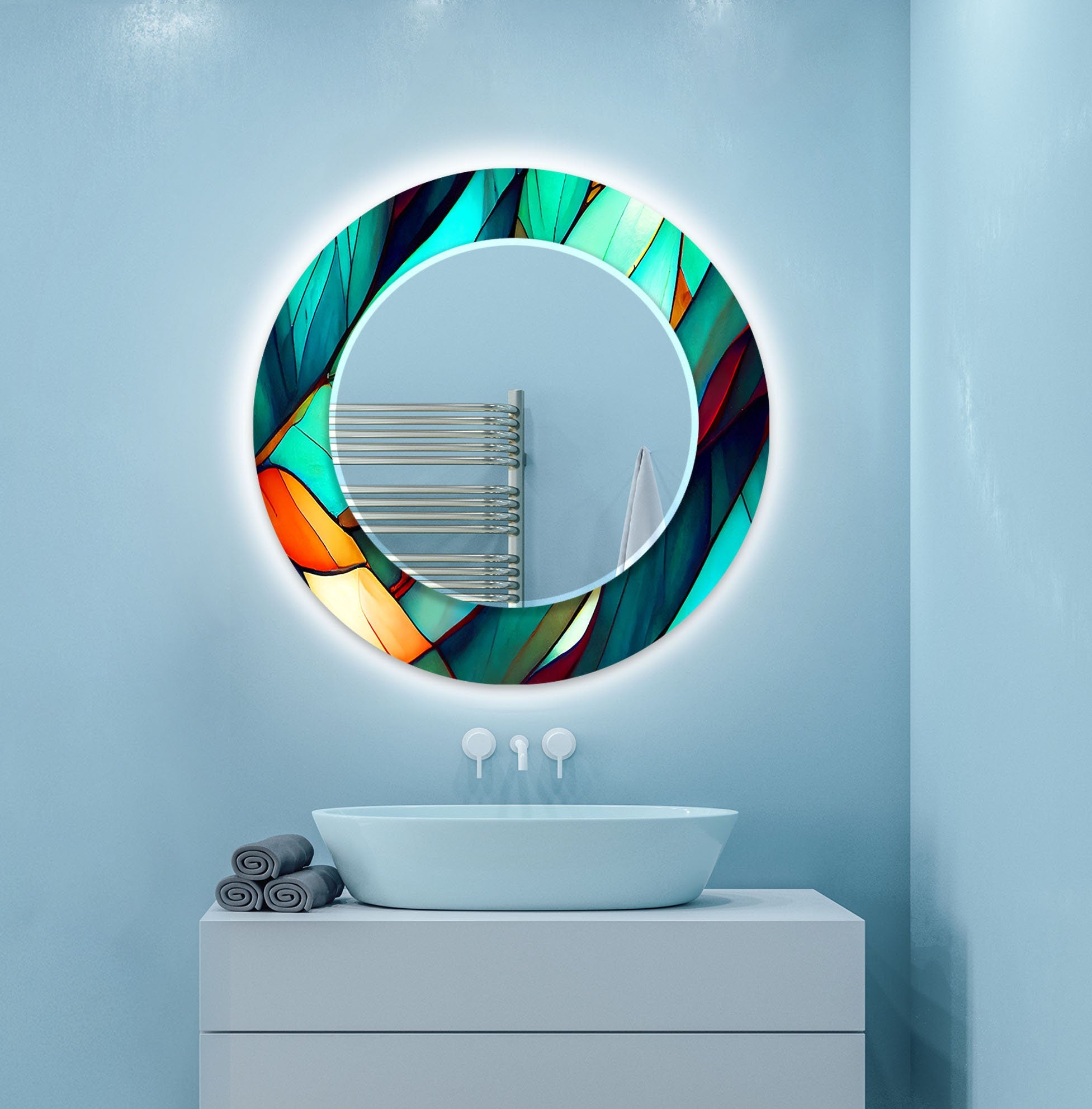 Stained Tempered Glass Wall Mirror