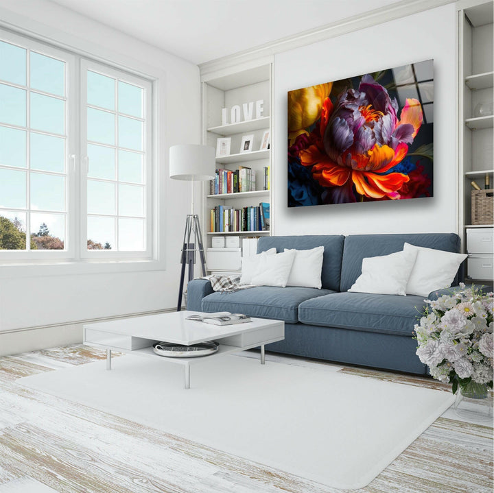 Watercolour Colorful Peony Flower Glass Wall Art, art glass wall art, glass wall art pictures