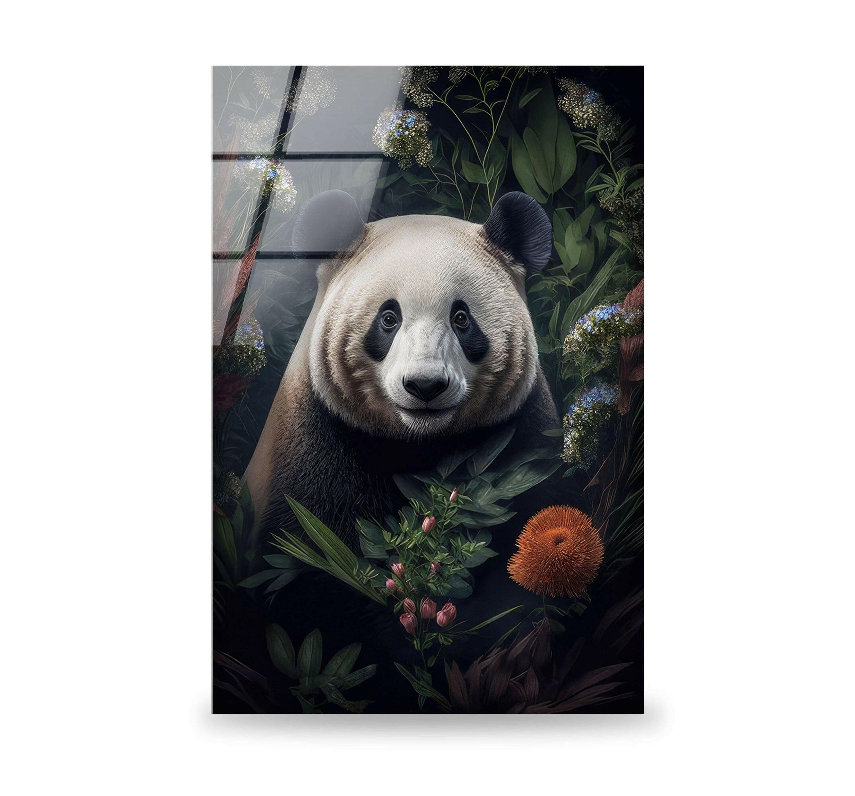 Panda Tempered Glass Wall Art