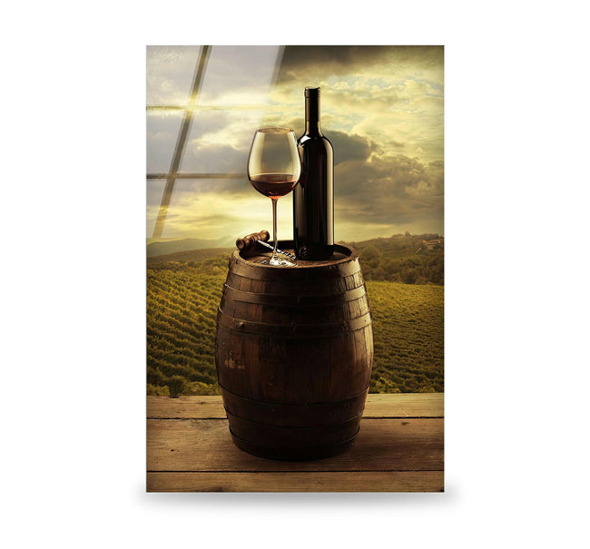 Kitchen Decor Winery Tempered Glass Wall Art