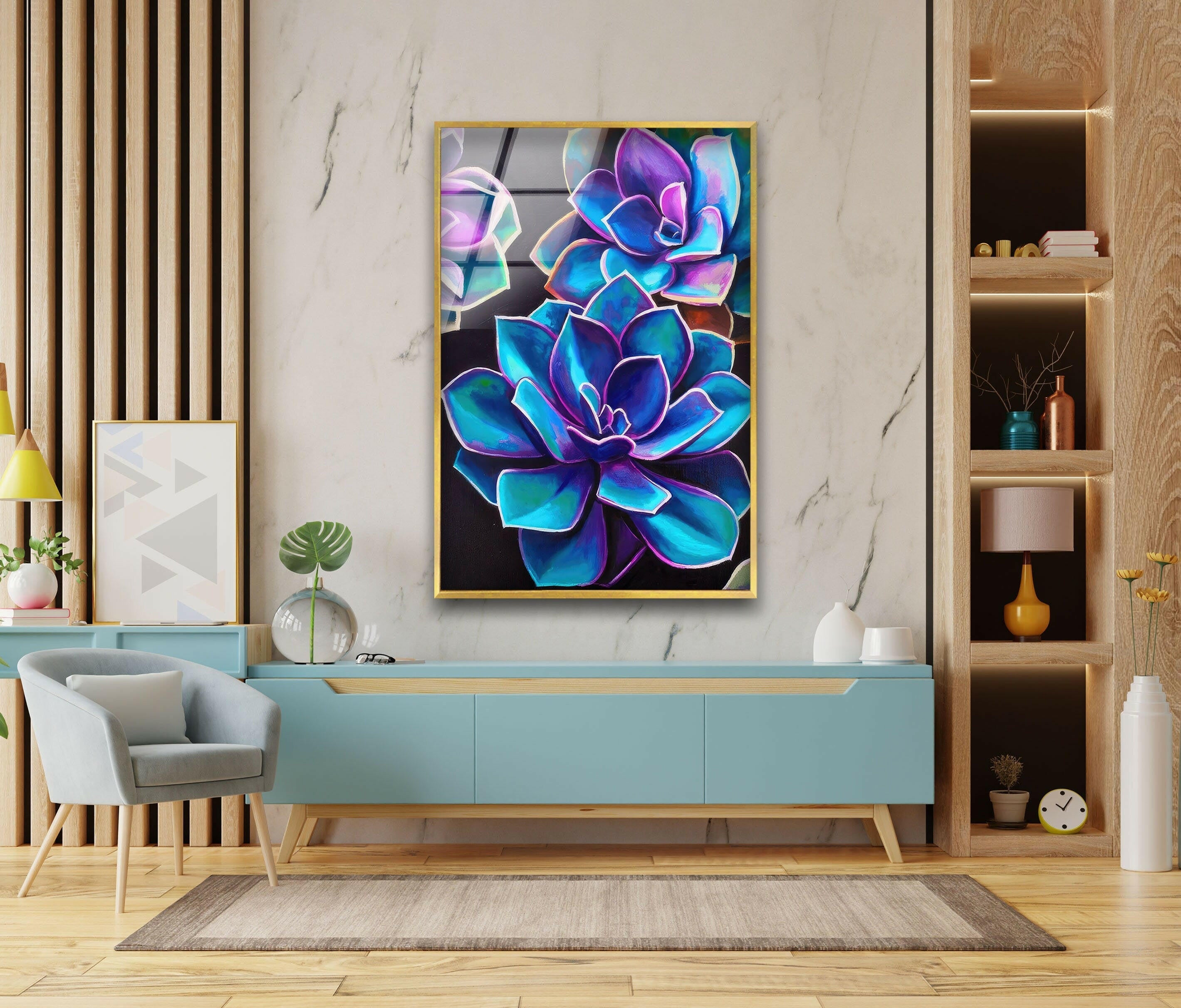 Botanical Flower Tempered Glass Wall Art