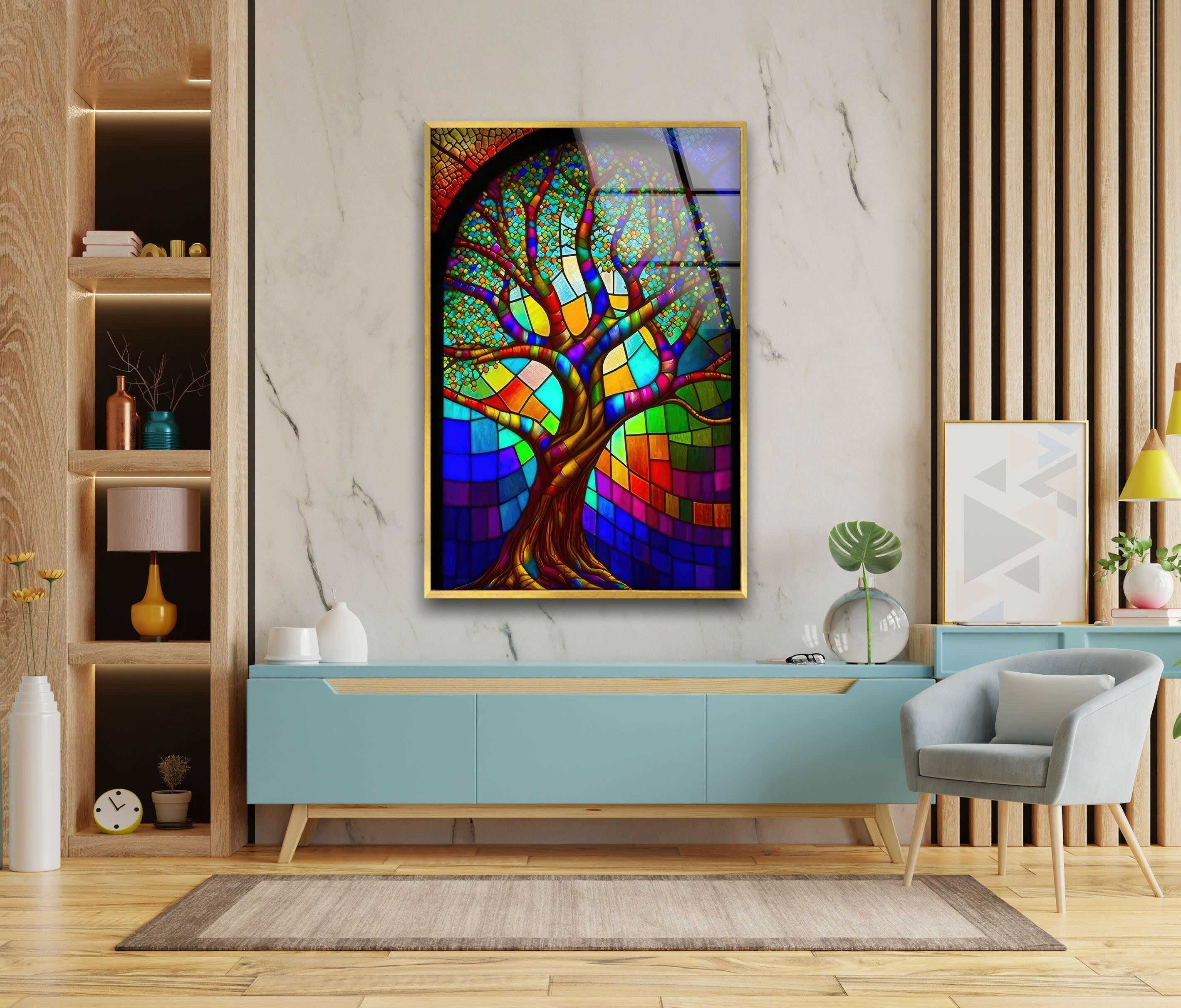 Stained Window Decor Tempered Glass Wall Art
