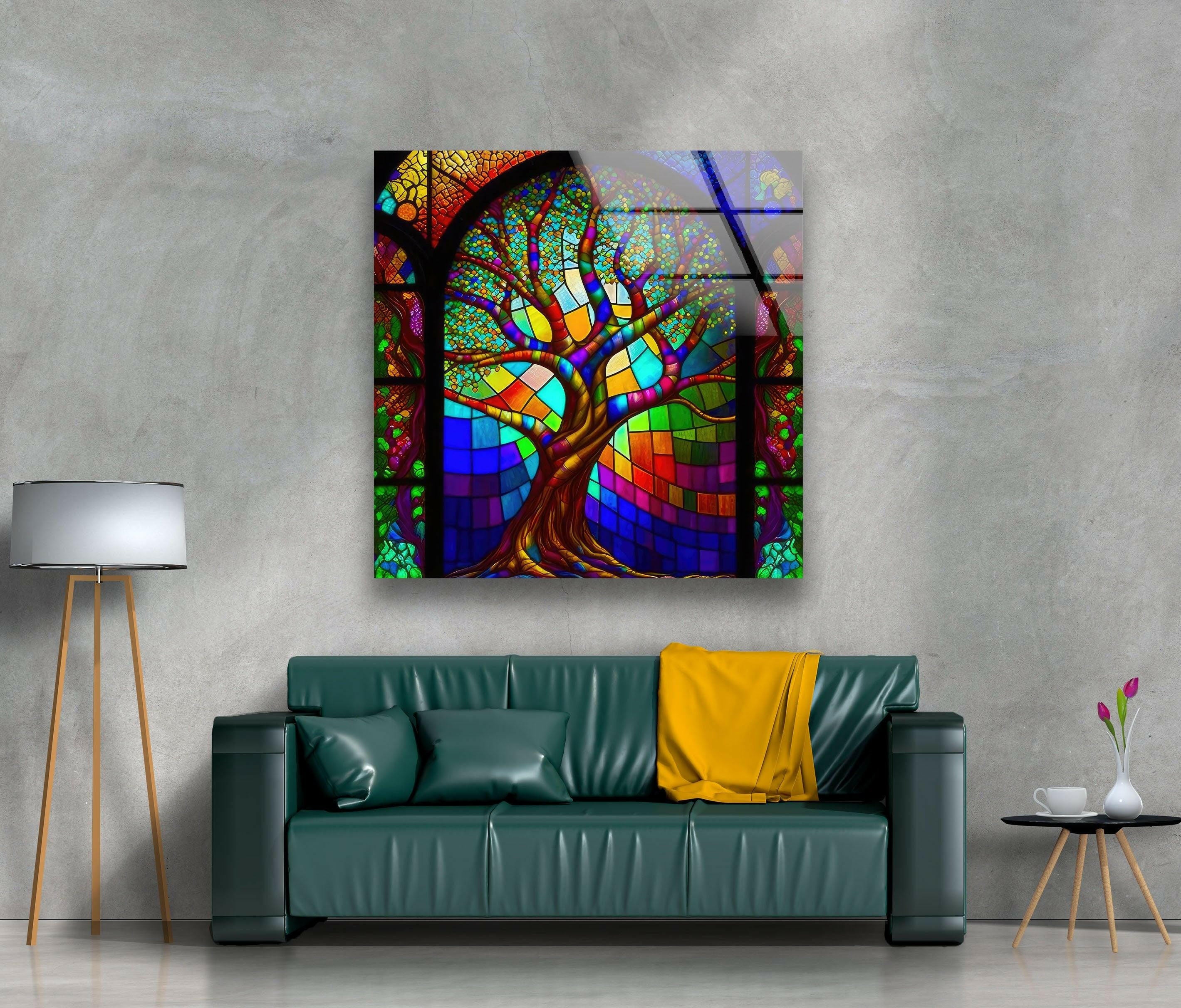 Stained Window Decor Tempered Glass Wall Art