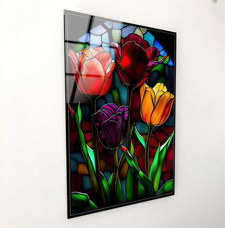 Stained Roses Glass Wall Art custom glass photo prints, large glass prints
