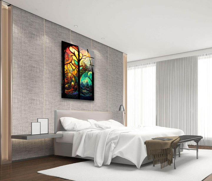 Forest & Castles Stained Glass Wall Art large glass photo prints, glass wall photos