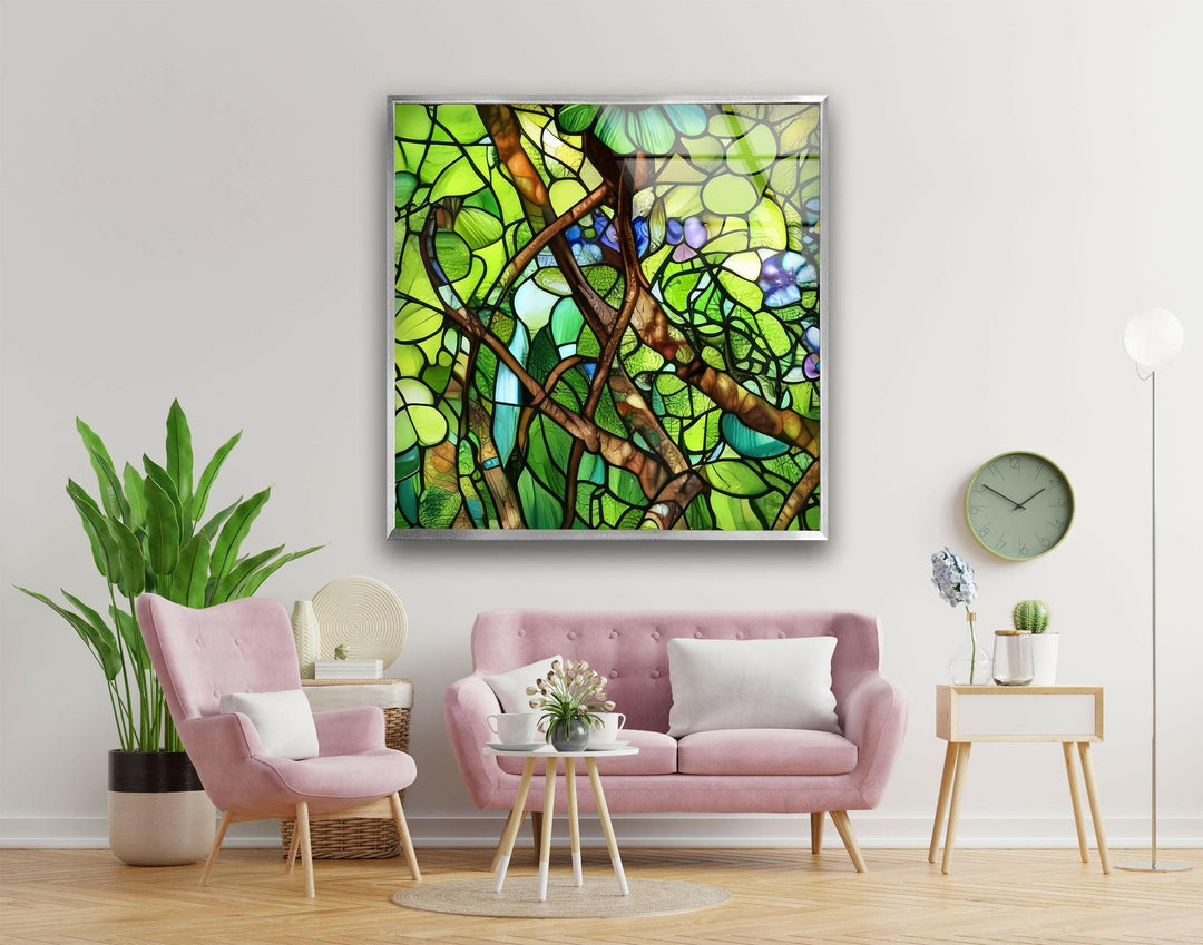 Stained Botanical Glass Wall Art glass art painting, glass art for the Wall