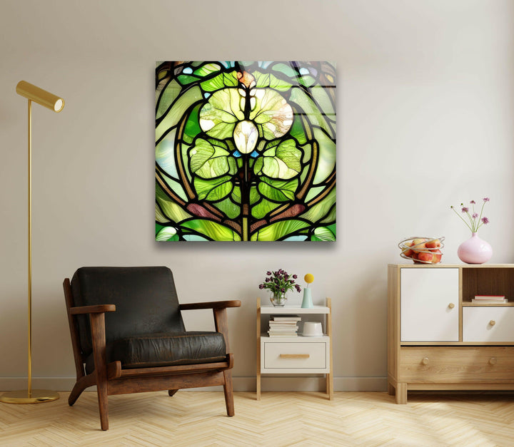 Green Stained Decor Glass Wall Art glass art painting, glass art for the Wall