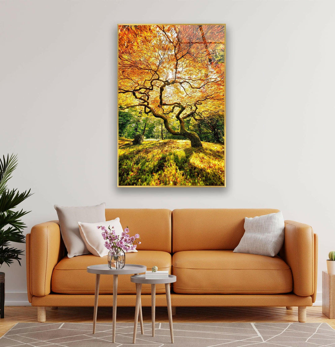 High-definition autumn landscape print with intricate tree details and a warm color palette.
