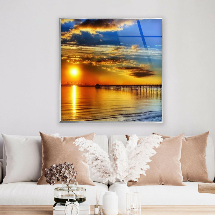 Serene Sunset by the Shore – A High-Definition Glass Print
