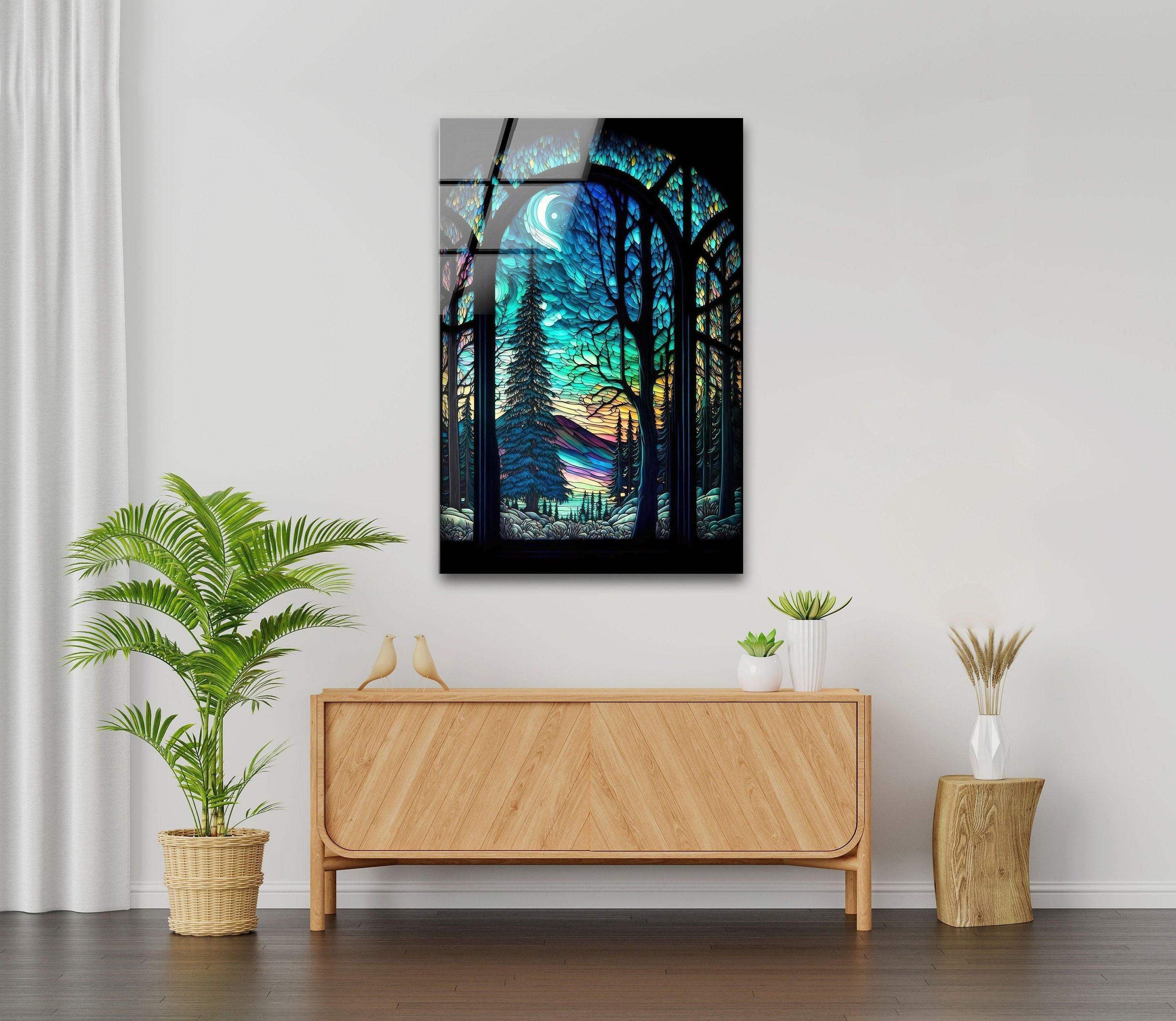 Forest Stained Tempered Glass Wall Art