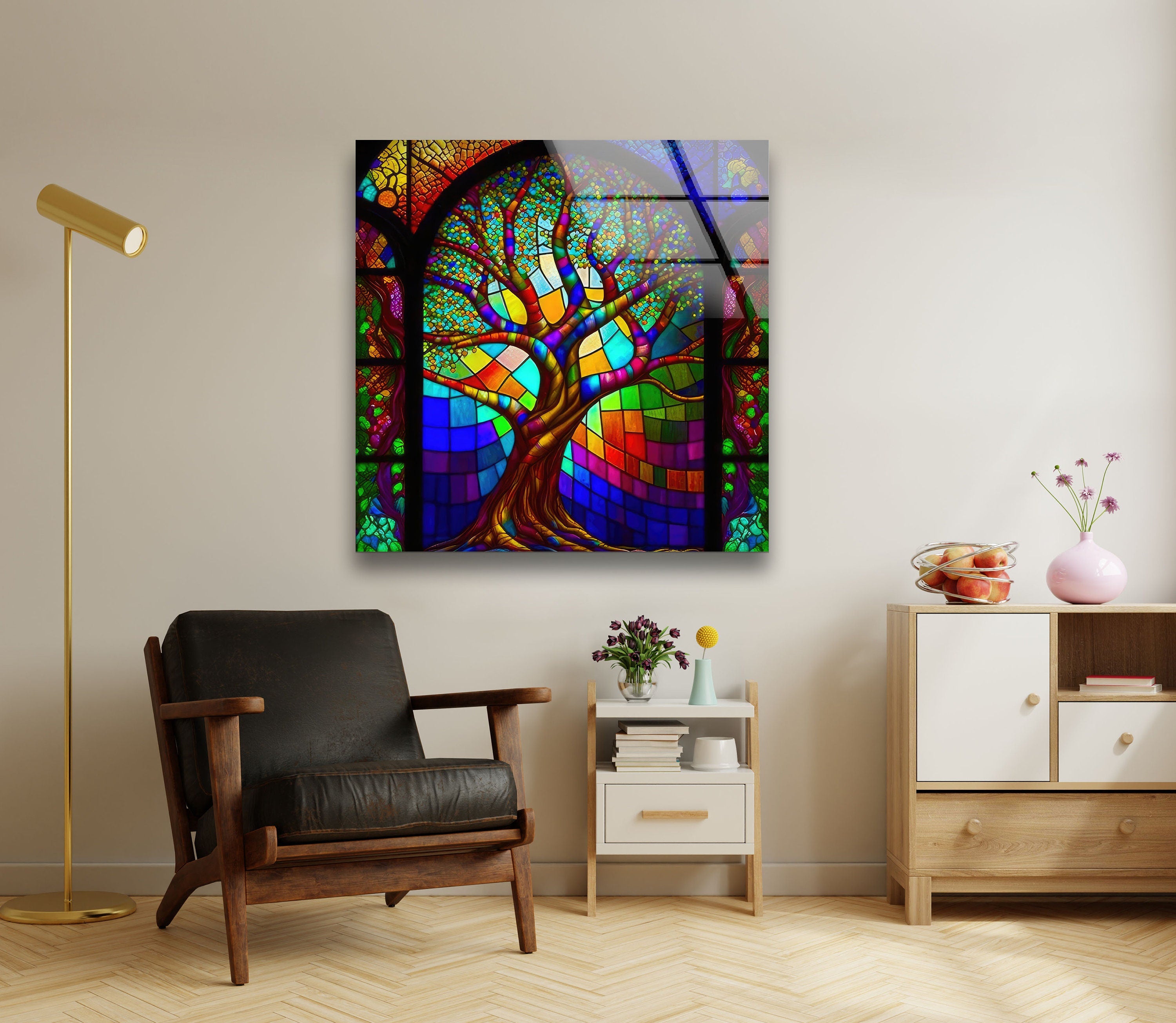 Stained Window Decor Tempered Glass Wall Art