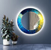 Abstract Tempered Glass Wall Mirror
