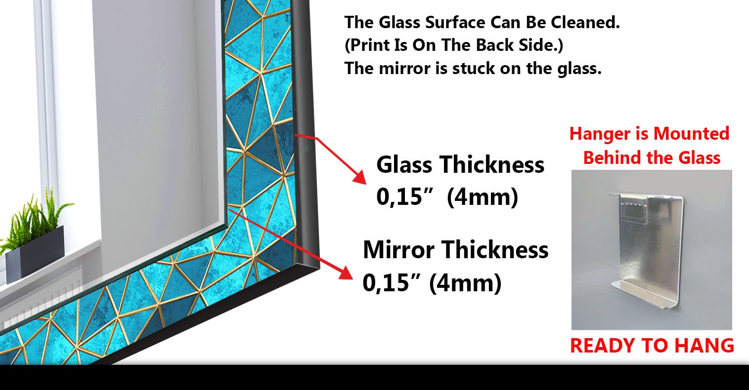Abstract Tempered Glass Wall Mirror
