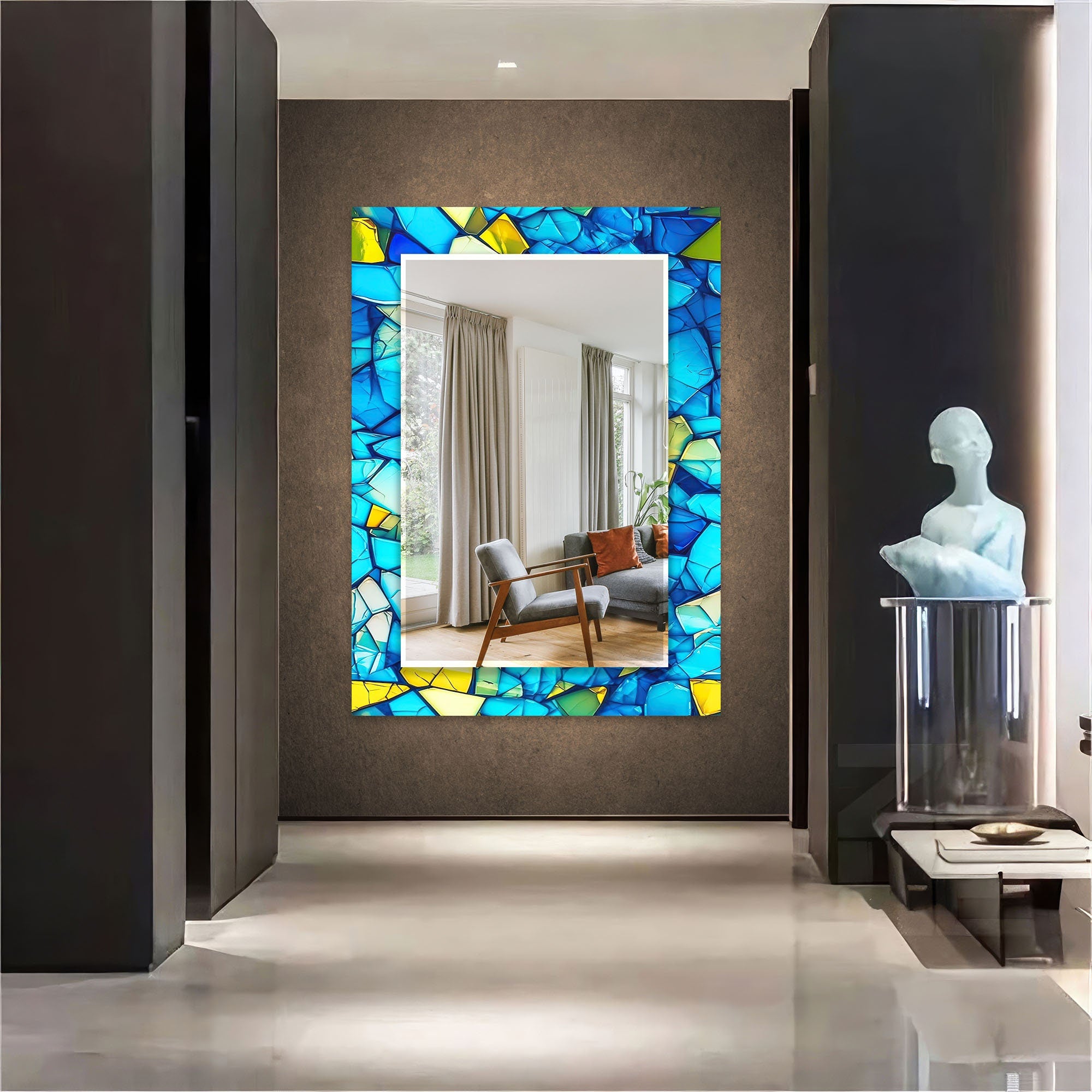 Stained Tempered Glass Wall Mirror