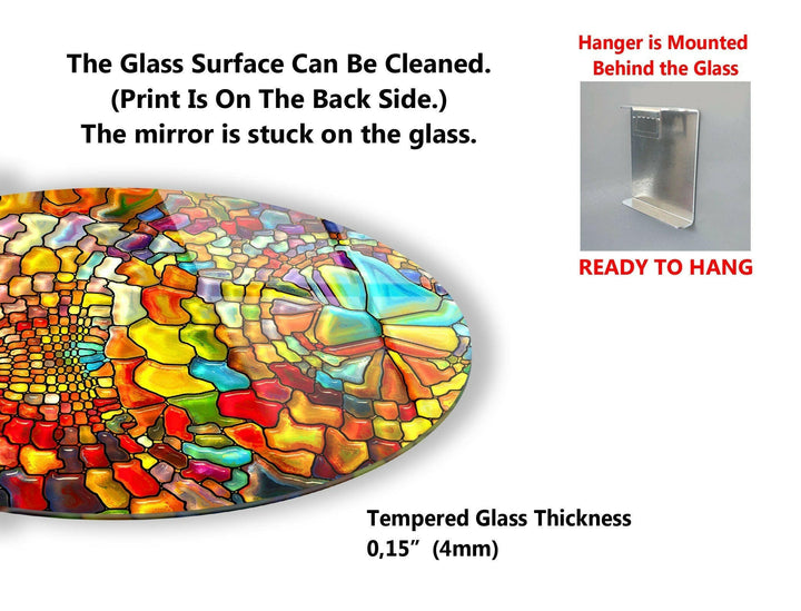 Gebeizte runde farbige Steine ​​Glaswandkunst