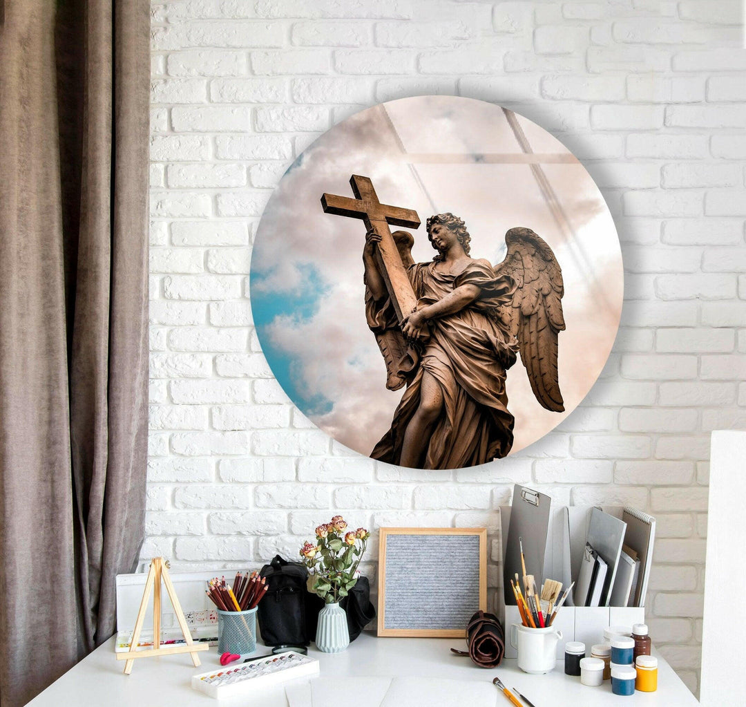 Christian Round Glass Wall Art picture on glass wall art, photos printed on glass
