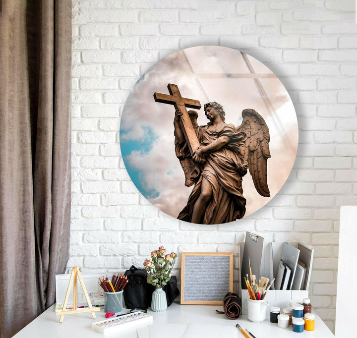 Christian Round Glass Wall Art picture on glass wall art, photos printed on glass
