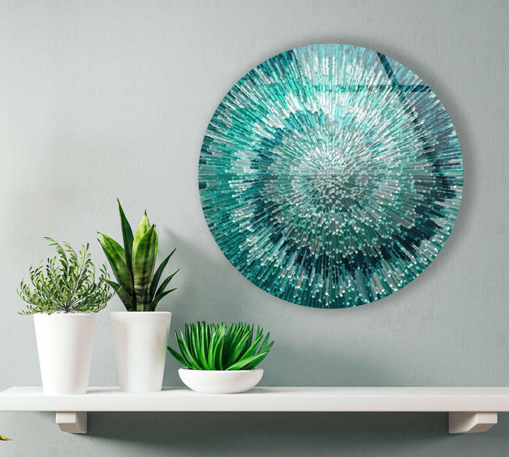 Silver and Green Round Glass Wall Art Living Room Walls: Looking for art that complements your sofa and carpet colors.