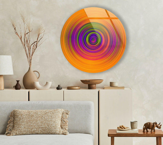 Highlighting the abstract quality, the Colored Twirl Circles design becomes mesmerizing glass wall artwork, radiating with a vibrant spectrum of concentric circles.