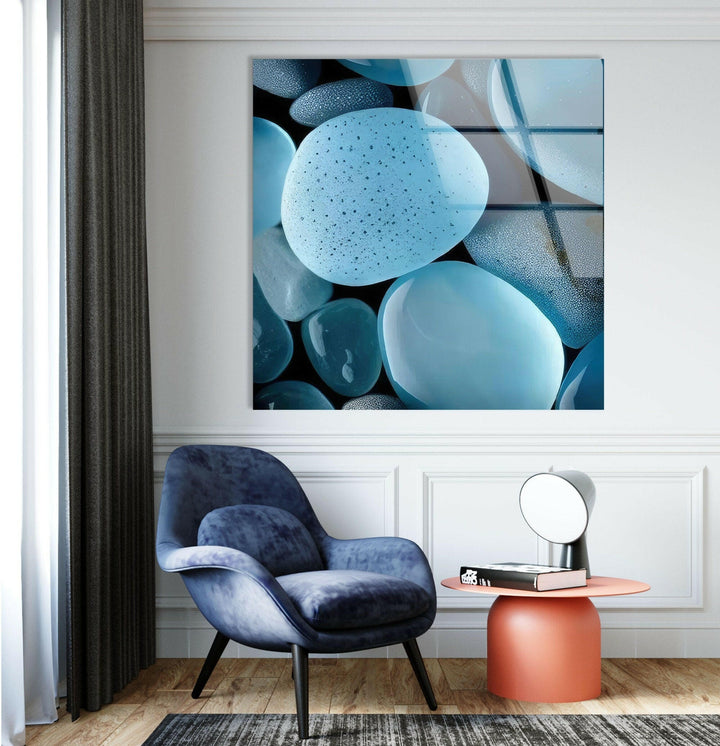 Zen Spa Stones Blue Glass Wall Art glass wall decor, glass wall art decor