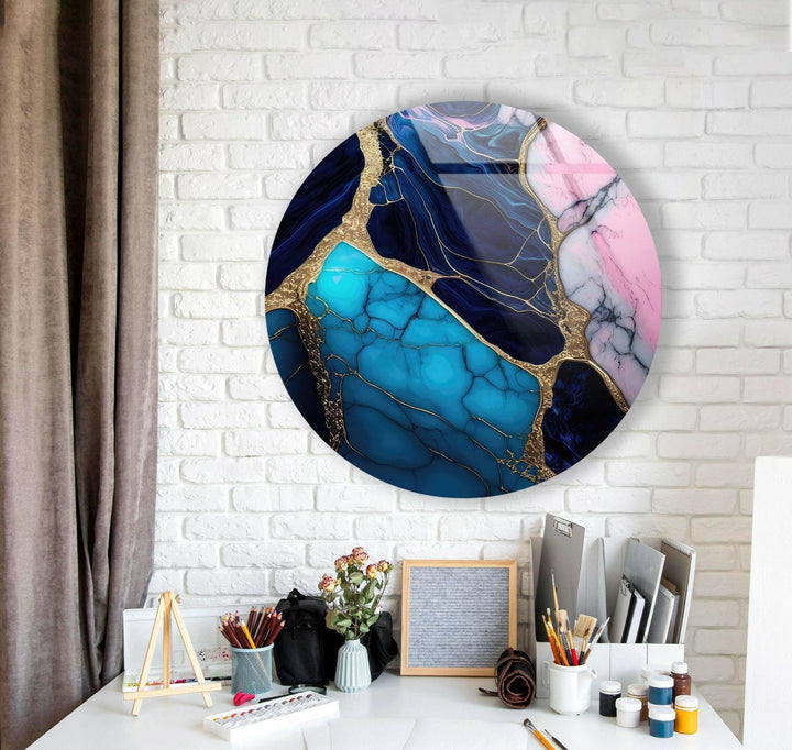 Marble Round Tempered Glass Wall Art