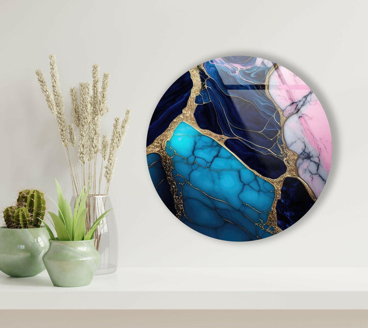 Marble Round Tempered Glass Wall Art