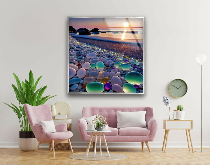 Colorful Transparent Stones Glass Wall Pictures & Cool Art