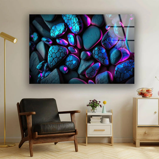 Abstract colored stones stained glass art creates a stunning focal point with its vibrant jewel-like textures.
