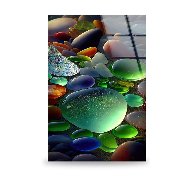 Beach Stones Stained Tempered Glass Wall Art