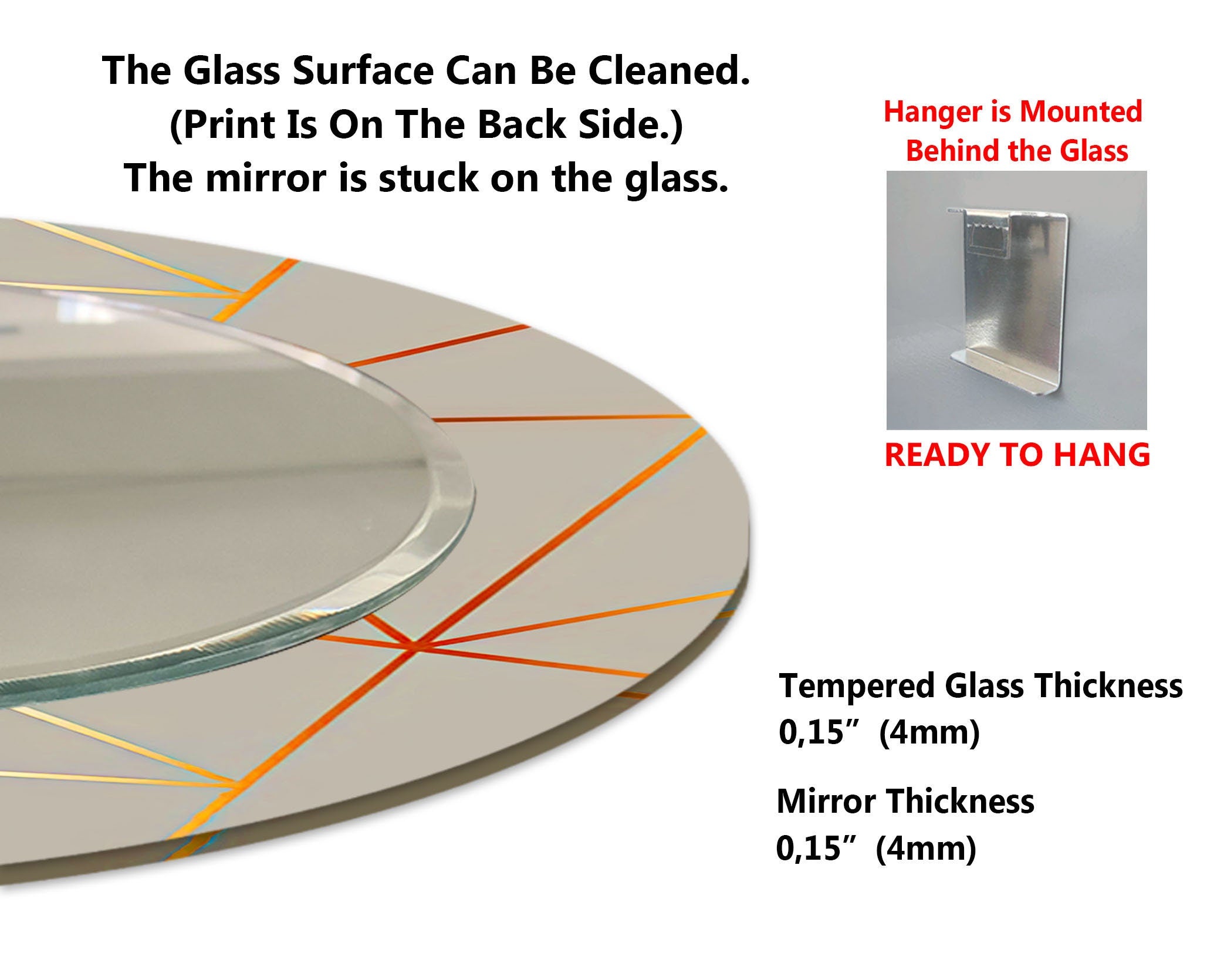 Abstract Tempered Glass Wall Mirror