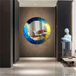 Abstract Tempered Glass Wall Mirror