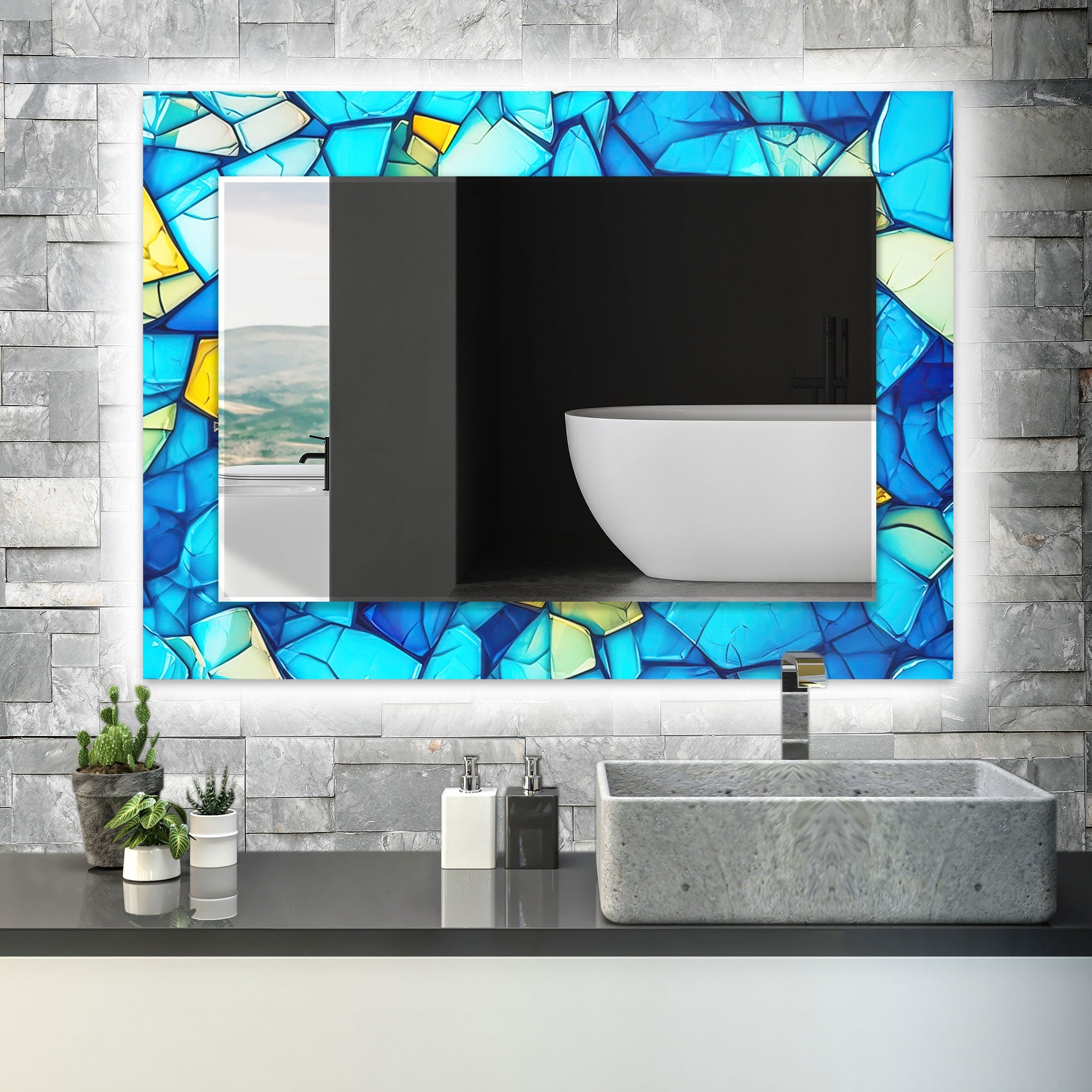 Stained Tempered Glass Wall Mirror