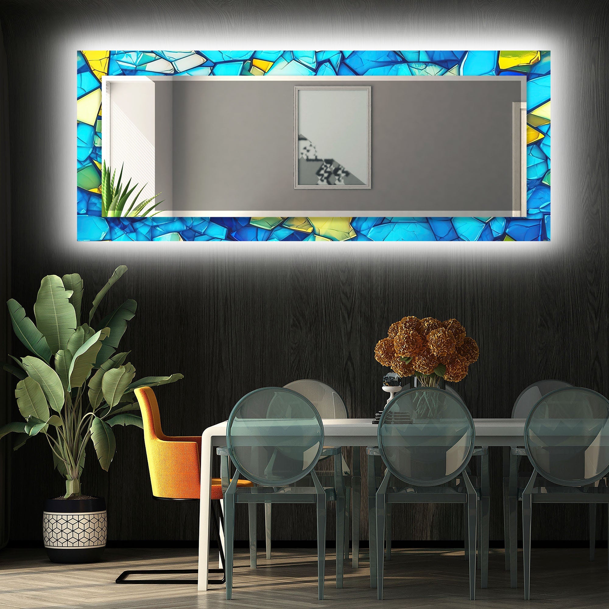 Stained Tempered Glass Wall Mirror