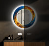 Abstract Tempered Glass Wall Mirror