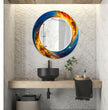 Abstract Tempered Glass Wall Mirror