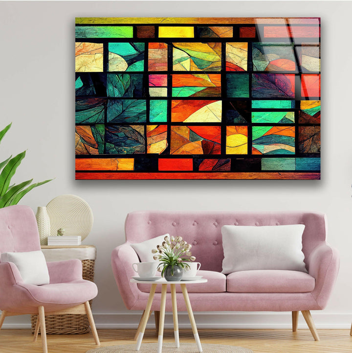 Geometric Stained Artworks Glass Wall Art