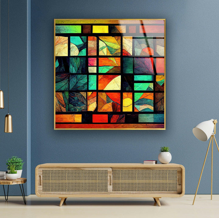 Geometric Stained Artworks Glass Wall Art