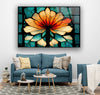 Stained Orange Floral Tempered Glass Wall Art