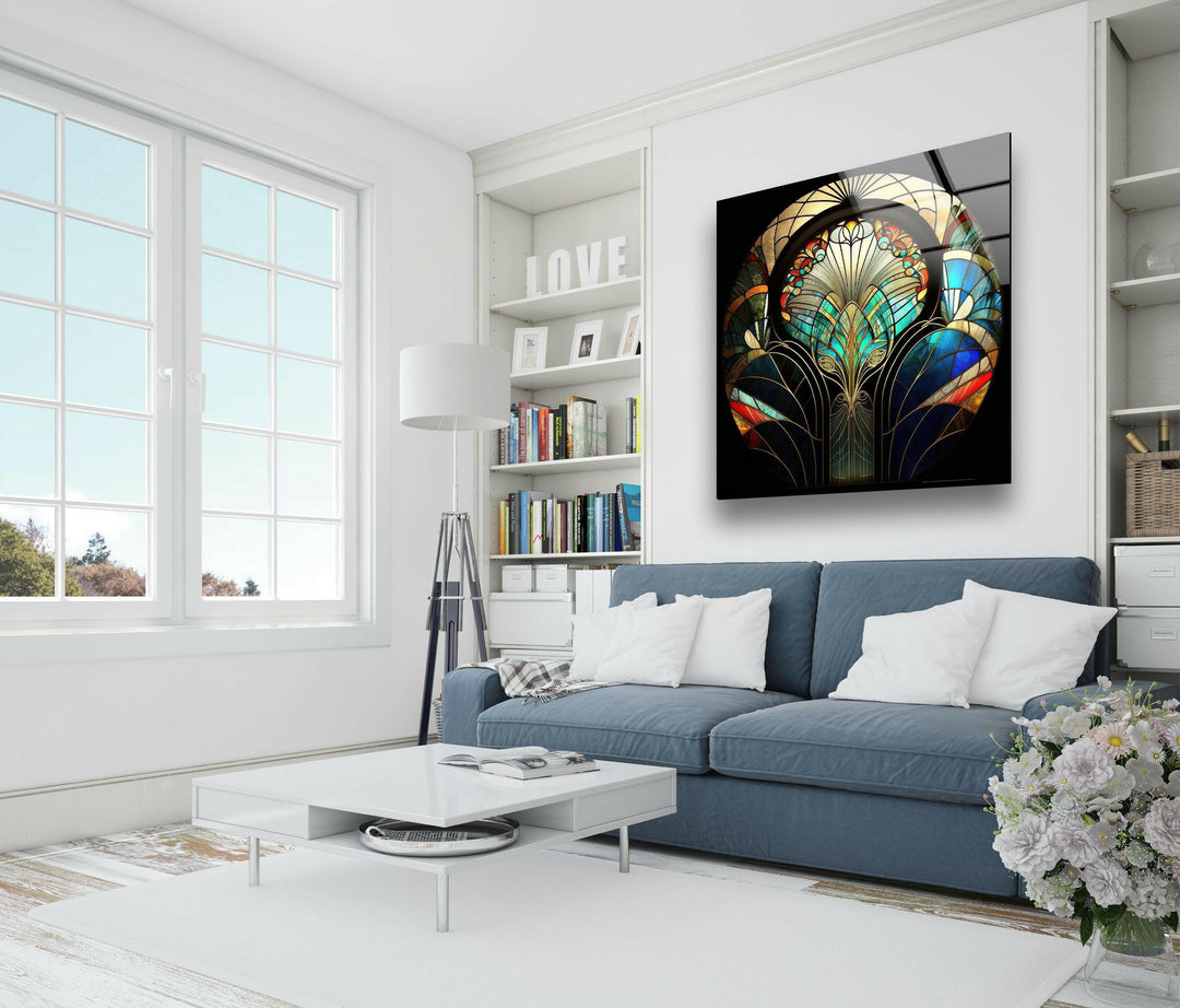 Flower Design Stained Glass Wall Art picture on glass wall art, photos printed on glass