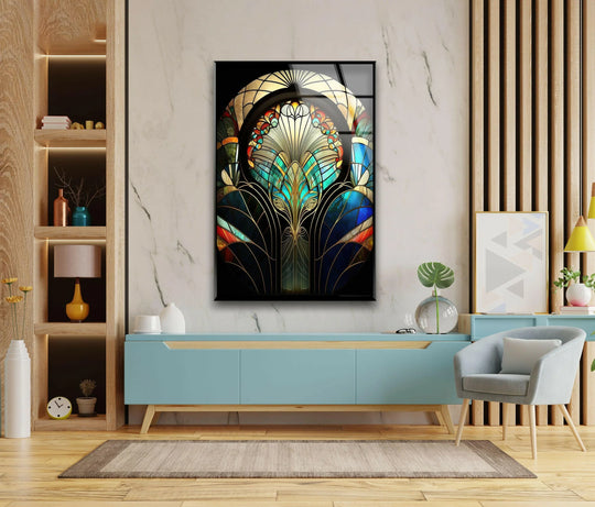 Flower Design Stained Glass Wall Art Glass Printing Wall Art, Print photos on glass