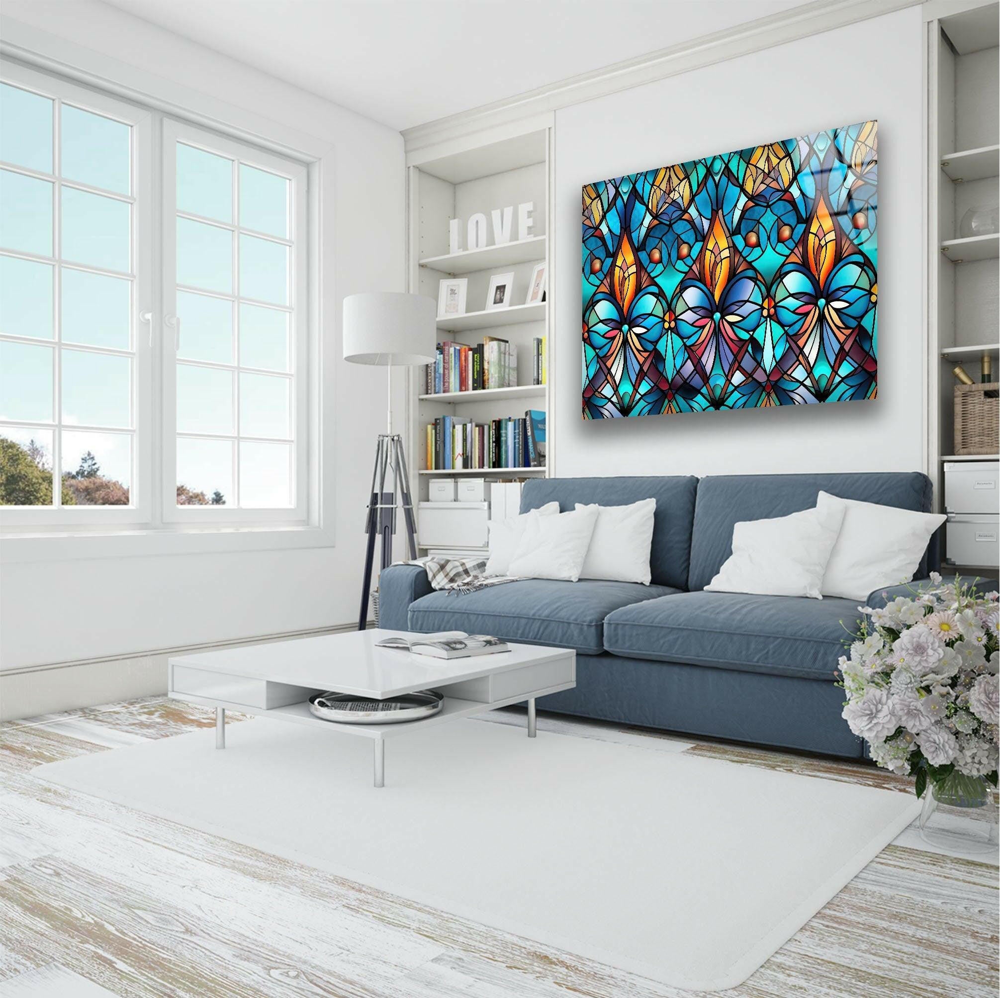 Blue Stained Tempered Glass Wall Art