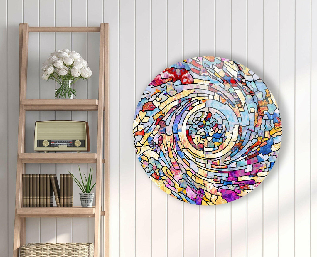 Color Swirl Stained Round Glass Wall Art art glass wall art, glass wall art pictures