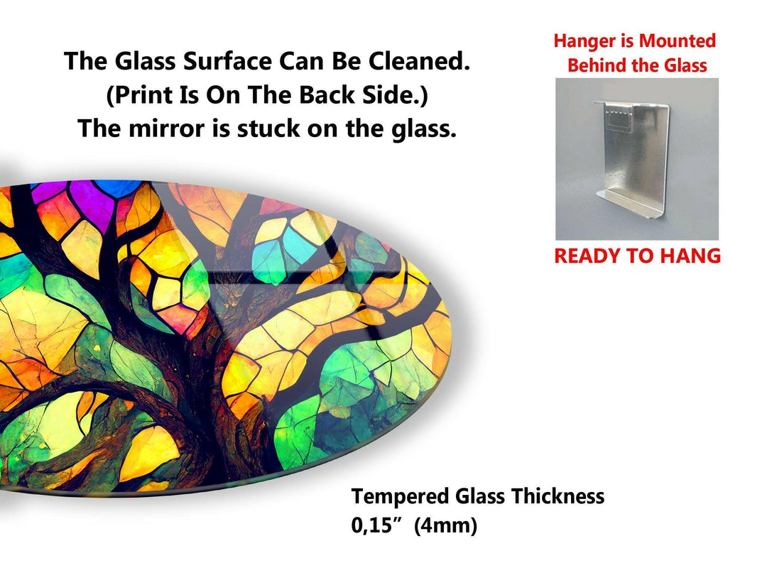 Gebeiztes rundes Wandbild aus braunem und gelbem Glas