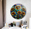 Sun Flower Stained Round Tempered Glass Wall Art