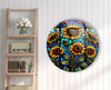 Sun Flower Stained Round Tempered Glass Wall Art