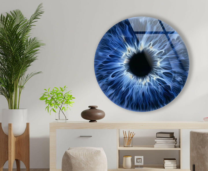 Blue & Black Eye Round Glass Wall Art glass image printing, glass prints from photos
