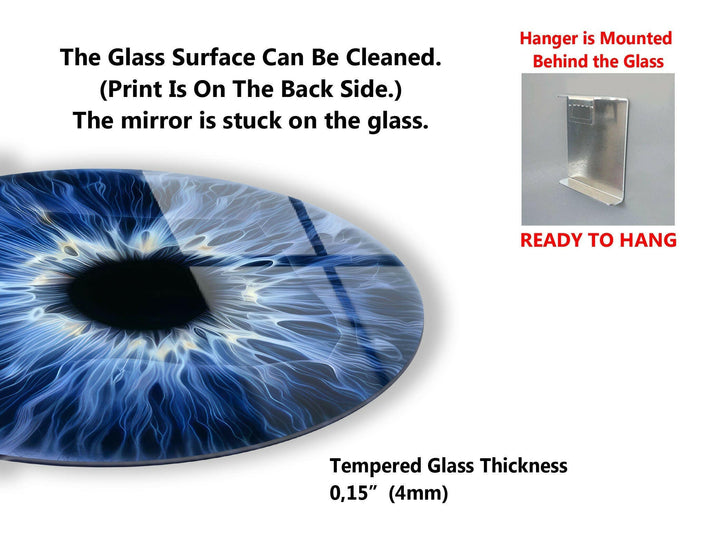 Blue & Black Eye Round Glass Wall Art