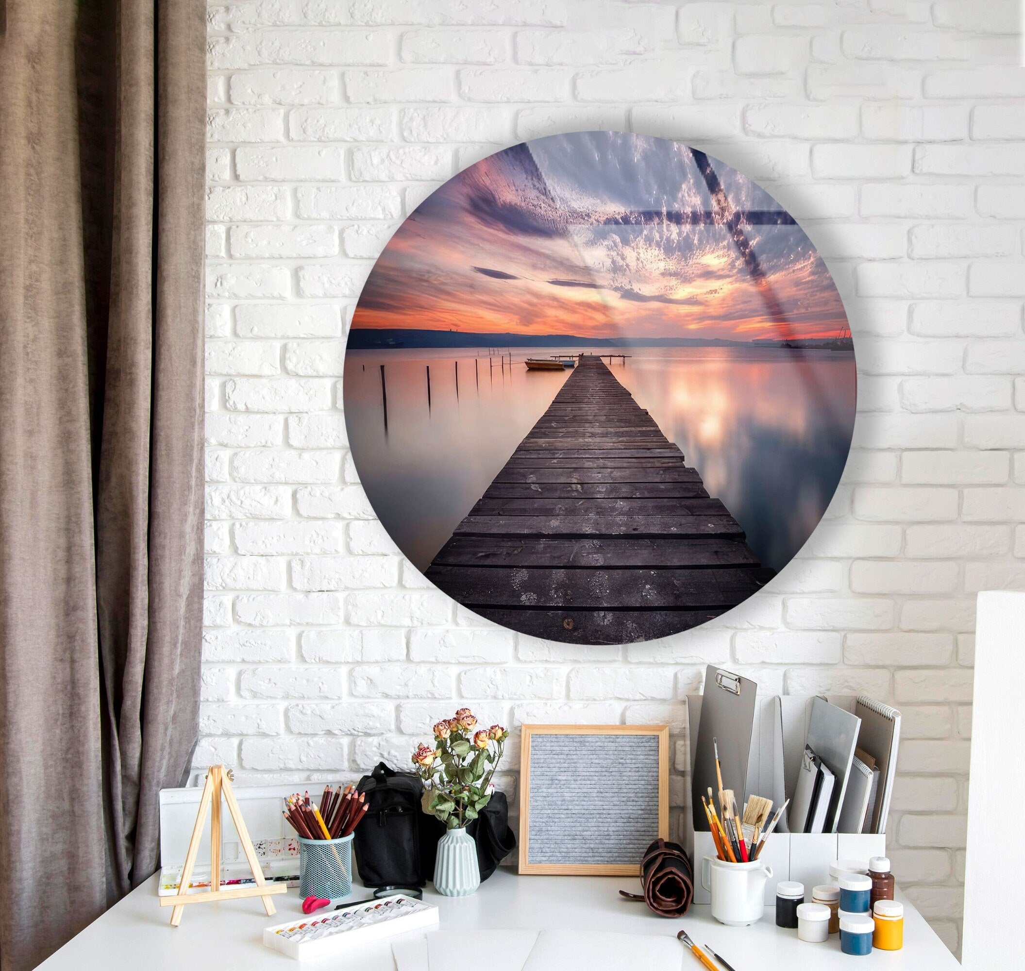 View Round Tempered Glass Wall Art