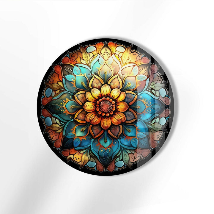 Mandala Round Flower Glass Wall Art stained glass wall art, stained glass wall decor

